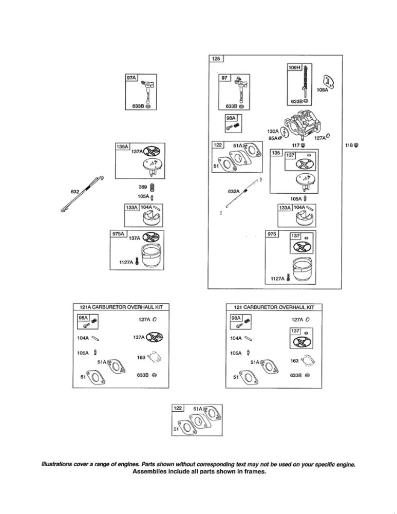 Carburetor Diagram and Parts List for 20M100 0133-1416 Briggs and Stratton Engine